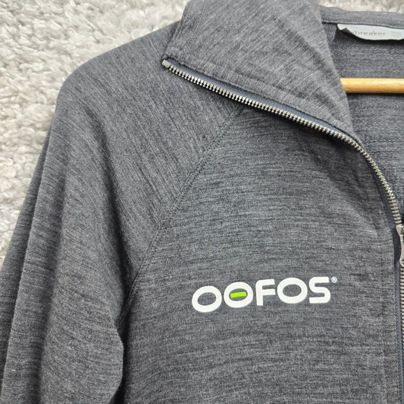 Icebreaker Jacket Womens Large Gray Logo Merino Wool Crush Full Zip Hooded - Picture 3 of 13